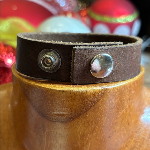 Rae Ramsey Leather Pearl and Buffalo Nickel Bracelet Cuff. RODEO - Picture 2 of 3